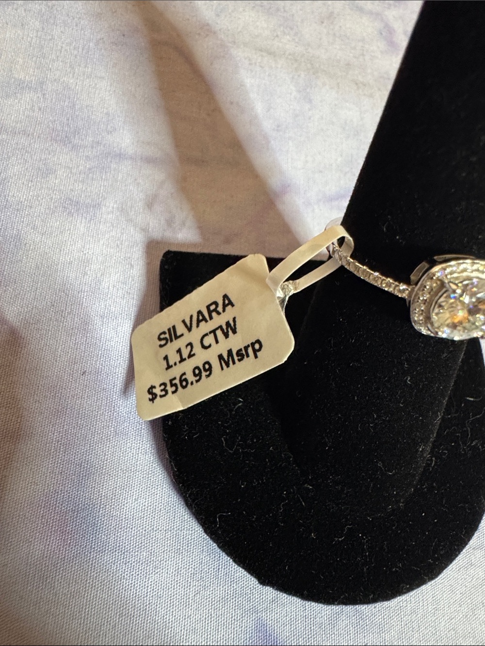 925 Silver Halo Ring with 1.12 CTW Moissanite Stone - Picture 2 of 4